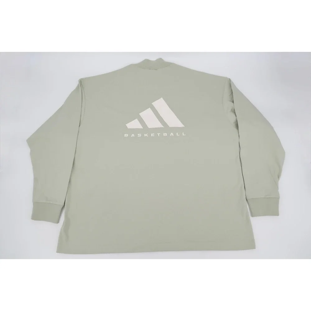 Adidas Mens Medium Halo Green Basketball Long Sleeve‎ Tee T-shirt IA3422 NWT